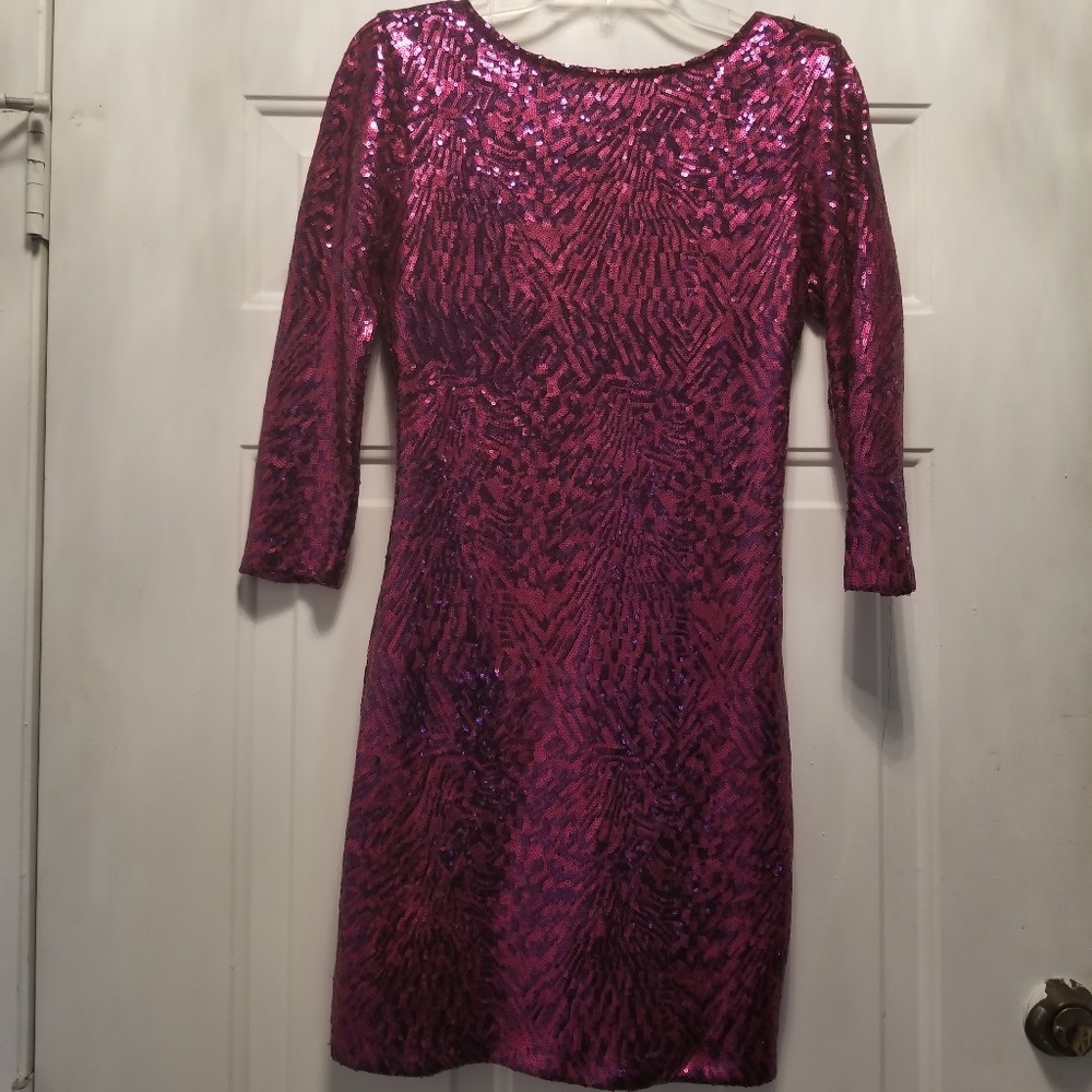 Akira Chicago Magenta Sequin Dress